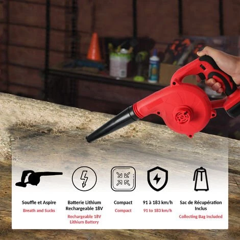 FISHTEC Souffleur De Jardin Sans Fil 18V - Batterie Li-Ion Rechargeable - 3 Vitesses 5 FISHTEC Souffleur De Jardin Sans Fil 18V - Batterie Li-Ion Rechargeable - 3 Vitesses – Image 3