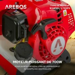 AREBOS Aspirateur De Feuilles à Essence | Souffleur De Feuilles 3en1 | 1HP Chopper | Broyeur De Feuilles - Rouge -Aspirateur souffleur Soldes Magasin 15056569 3