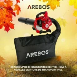 AREBOS Aspirateur De Feuilles à Essence | Souffleur De Feuilles 3en1 | 1HP Chopper | Broyeur De Feuilles - Rouge -Aspirateur souffleur Soldes Magasin 15056569 5