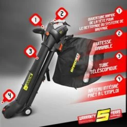 GARDEO Aspirateur Souffleur Broyeur 3000W 15500t/min -Aspirateur souffleur Soldes Magasin 2746818 2
