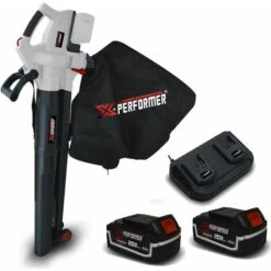 Aspirateur Souffleur 40V - X-Performer XPASB40LI-2B Sac Récolt. 45 L - 230Km-h + 2 Batteries 4 Ah - Double Chargeur