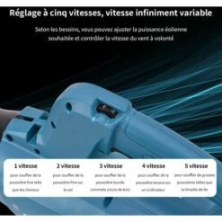 COOFIX 28000r/min Souffleur Feuilles Sans Fil Avec Batterie 1 * 20V 4.0Ah,Aspirateur De Jardin , 5 Vitesse Variable -Aspirateur souffleur Soldes Magasin 31061649 3