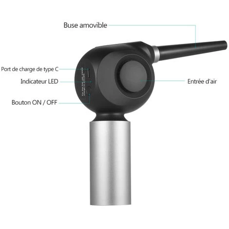 ASUPERMALL 36000RPM 50W Dépoussiéreur électrique Sans Fil Rechargeable, Nettoyeur De Poussière Pour Le Nettoyage Du Clavier Et L'ordinateur Etc 4 ASUPERMALL 36000RPM 50W Dépoussiéreur électrique Sans Fil Rechargeable, Nettoyeur De Poussière Pour Le Nettoyage Du Clavier Et L'ordinateur Etc – Image 2