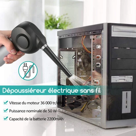 ASUPERMALL 36000RPM 50W Dépoussiéreur électrique Sans Fil Rechargeable, Nettoyeur De Poussière Pour Le Nettoyage Du Clavier Et L'ordinateur Etc 5 ASUPERMALL 36000RPM 50W Dépoussiéreur électrique Sans Fil Rechargeable, Nettoyeur De Poussière Pour Le Nettoyage Du Clavier Et L'ordinateur Etc – Image 3