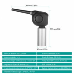 ASUPERMALL 36000RPM 50W Dépoussiéreur électrique Sans Fil Rechargeable, Nettoyeur De Poussière Pour Le Nettoyage Du Clavier Et L'ordinateur Etc 11 ASUPERMALL 36000RPM 50W Dépoussiéreur électrique Sans Fil Rechargeable, Nettoyeur De Poussière Pour Le Nettoyage Du Clavier Et L'ordinateur Etc -Aspirateur souffleur Soldes Magasin 36712034 5