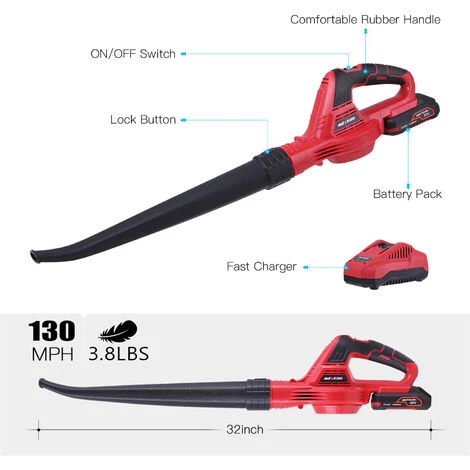 Souffleur De Feuilles Sans Fil Meterk, Souffleur De Feuilles 20V, Batterie Au Lithium 2,0 Ah Et Chargeur Inclus UE 4 Souffleur De Feuilles Sans Fil Meterk, Souffleur De Feuilles 20V, Batterie Au Lithium 2,0 Ah Et Chargeur Inclus UE – Image 2
