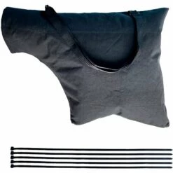 HAPPYSHOPPING Sac A Feuilles Pour Souffleur Avec Bandouliere A Fermeture Eclair Sac De Rechange Pour Souffleur A Feuilles Sac De Rangement Sac De Vidage Inferieur Pour La Collection De Feuilles De Poussiere De Route De Pelouse Avec 5 Attaches PCS, Modele: Noir