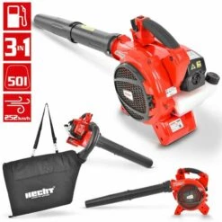 BB-LOISIR Hecht 9280 Aspirateur Souffleur Broyeur Essence 3en1 252km/h 50 L Moteur à Deux Temps