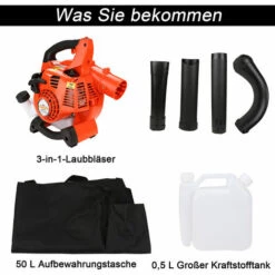 Hengda Aspirateur De Feuilles à Essence Souffleur De Feuilles 26ccm Broyeur De Jardin Souffleur 256 Km/h - Noir -Aspirateur souffleur Soldes Magasin 47602549 5