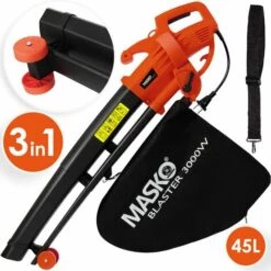 MASKO® Aspirateur De Feuilles électrique 3 en 1 Souffleur De Feuilles électrique 3 000 W 45 L Broyeur De Feuilles, Rot (de)