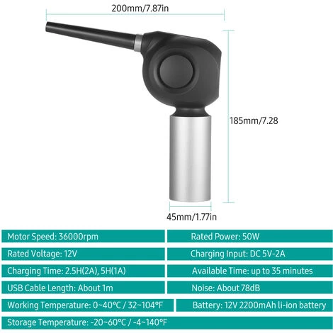 SUPERSELLER Dépoussiéreur électrique Sans Fil 36000 Tr/min 50 W Souffleur De Poussière Rechargeable Dépoussiéreur Dépoussiéreur Pour Nettoyer Le Clavier De L'ordinateur Hôte - Noir Argent - Noir Argent 7 SUPERSELLER Dépoussiéreur électrique Sans Fil 36000 Tr/min 50 W Souffleur De Poussière Rechargeable Dépoussiéreur Dépoussiéreur Pour Nettoyer Le Clavier De L'ordinateur Hôte - Noir Argent - Noir Argent – Image 5