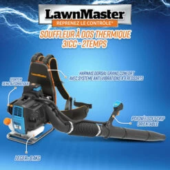Souffleur Thermique Dorsal 31CC Avec Démarrage électrique - 270km/H - Lawnmaster -Aspirateur souffleur Soldes Magasin 55411235 3