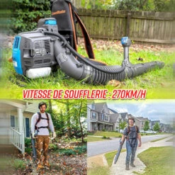 Souffleur Thermique Dorsal 31CC Avec Démarrage électrique - 270km/H - Lawnmaster -Aspirateur souffleur Soldes Magasin 55411235 5