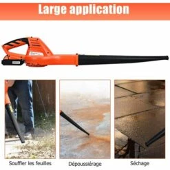 GOPLUS Souffleur De Feuilles Sans Fil, Ventilateur Avec Batterie Lithium, Haute Puissance De 20V, 120MPH, Compact Et Léger, Batterie Et Chargeur Inclus, Orange, Pour Enlever Poussière Et Feuilles -Aspirateur souffleur Soldes Magasin 56648805 2