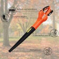 GOPLUS Souffleur De Feuilles Sans Fil, Ventilateur Avec Batterie Lithium, Haute Puissance De 20V, 120MPH, Compact Et Léger, Batterie Et Chargeur Inclus, Orange, Pour Enlever Poussière Et Feuilles -Aspirateur souffleur Soldes Magasin 56648805 3