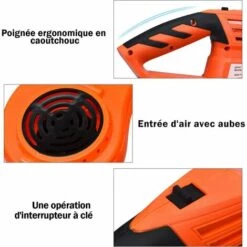 GOPLUS Souffleur De Feuilles Sans Fil, Ventilateur Avec Batterie Lithium, Haute Puissance De 20V, 120MPH, Compact Et Léger, Batterie Et Chargeur Inclus, Orange, Pour Enlever Poussière Et Feuilles -Aspirateur souffleur Soldes Magasin 56648805 4