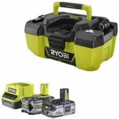 Pack RYOBI Aspirateur D'atelier 18V One Plus R18PV-0 - 1 Batterie 3.0Ah High Energy - 1 Batterie 5.0Ah - Chargeur Rapide