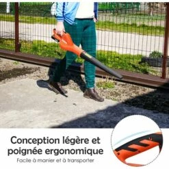 RELAX4LIFE Souffleur De Feuilles 20 V Sans Fil, Souffleur De Poussière Avec Vitesse Du Vent 120 Km/h Et Volume D'air 2,3 M³/ Min, Souffleur à Faible Bruit Avec Batterie 2 Ah, Pour Jardin -Aspirateur souffleur Soldes Magasin 60464730 4