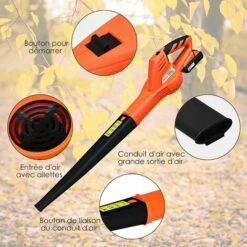 RELAX4LIFE Souffleur De Feuilles 20 V Sans Fil, Souffleur De Poussière Avec Vitesse Du Vent 120 Km/h Et Volume D'air 2,3 M³/ Min, Souffleur à Faible Bruit Avec Batterie 2 Ah, Pour Jardin -Aspirateur souffleur Soldes Magasin 60464730 5
