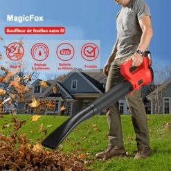 MAGICFOX Souffleur à Feuilles Sans Fil - 21V Souffleur à Batterie, 180km/h 18000/min, Batterie 5.0Ah, Souffleur Feuilles Mortes 6 Vitesses -Aspirateur souffleur Soldes Magasin 65747115 2