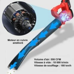 MAGICFOX Souffleur à Feuilles Sans Fil - 21V Souffleur à Batterie, 180km/h 18000/min, Batterie 5.0Ah, Souffleur Feuilles Mortes 6 Vitesses -Aspirateur souffleur Soldes Magasin 65747115 3