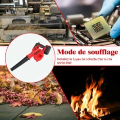 ONEVAN Souffleur De Feuilles Sans Fil 2 En 1, 3500W, 3 Vitesses, Rotation De 180 °, Aspiration De Feuilles, Convient Pour Batterie Makita 18V - Avec 2*batteries -Aspirateur souffleur Soldes Magasin 66112706 3
