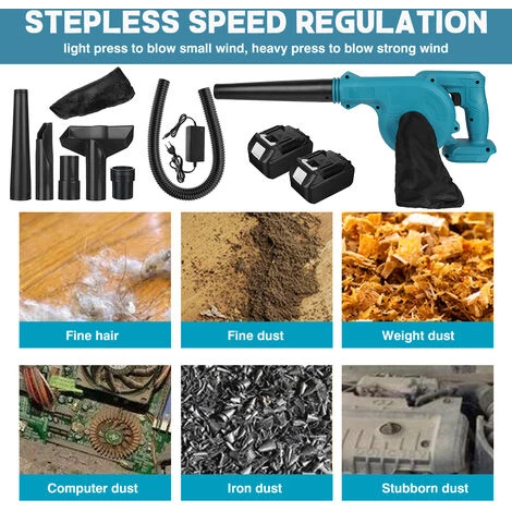 VIOLEWORKS 2 En 1 Souffleur Aspirateur Sans Fil Bleu 3.6m3/min Avec 2 Batteries 6 VIOLEWORKS 2 En 1 Souffleur Aspirateur Sans Fil Bleu 3.6m3/min Avec 2 Batteries – Image 4
