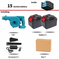 INSMA 2 En 1 Souffleur Aspirateur Sans Fil Bleu 2.8m3/min 19800mAh Avec 2 Batteries -Aspirateur souffleur Soldes Magasin 66342795 5