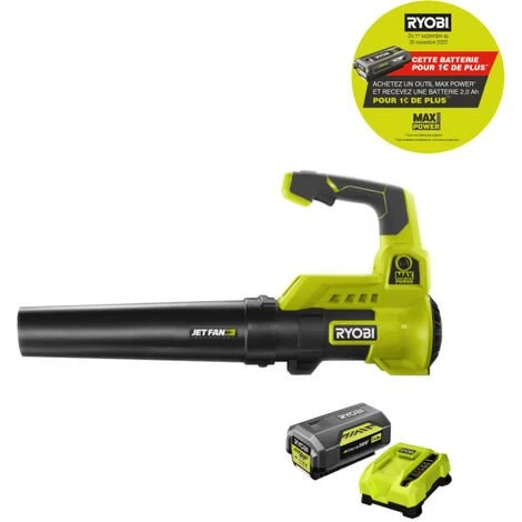 Souffleur RYOBI 36V Max Power - 1 Batterie LithiumPlus 36V 4.0Ah - 1 Chargeur Rapide 6.0Ah - RY36BLA-140 3 Souffleur RYOBI 36V Max Power - 1 Batterie LithiumPlus 36V 4.0Ah - 1 Chargeur Rapide 6.0Ah - RY36BLA-140